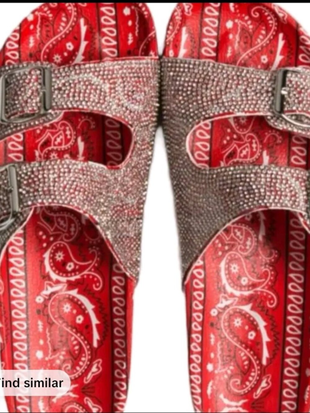 Wild Diva Lounge Red Bandana Sliders w/ Silver Buckles - NEW w/ Box Size 7